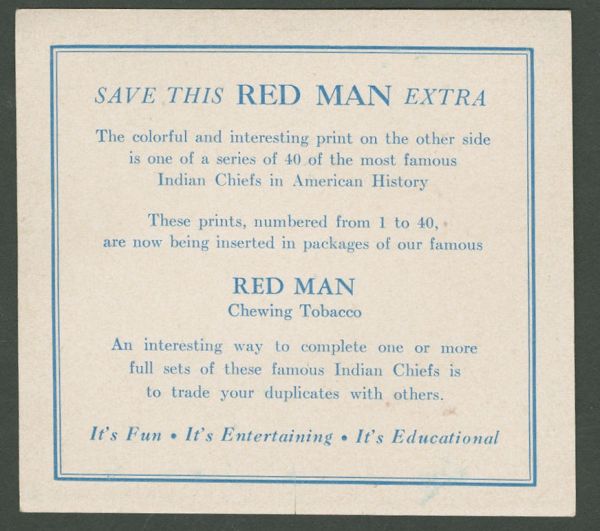 1954 Red Man Indian Chiefs